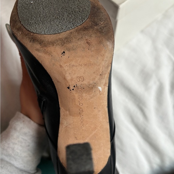 Manolo Blahnik Black Leather Tie Up Booties With Box and Dust Bag - Picture 6 of 13